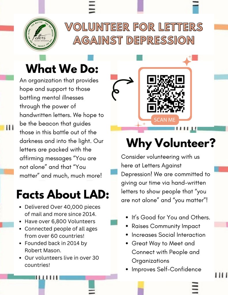 What is Letters Against Depression?

#MentalHealth #LettersAgaisntDepression #Volunteer #ServiceHours