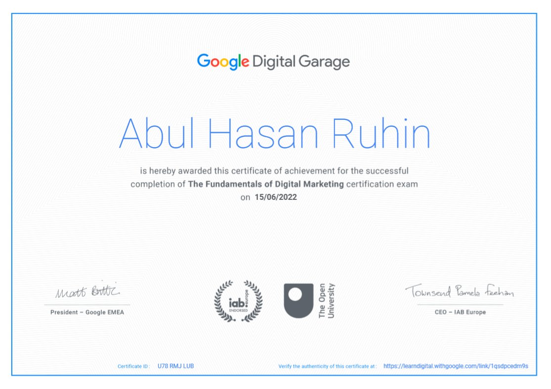 ruhininfo's tweet photo. I am very Happy to share that I got Certificate of achievement for the successful completion of the Fundamentals of Digital Marketing from Google😊
➡𝗗𝗠 𝗳𝗼𝗹𝗹𝗼𝘄 𝗺𝗲: https://t.co/3BycNtxbY0
#Google #googlecertificate #Caturday #VShojoNext #Clover #ruhininfo https://t.co/5W04U3SFHq
