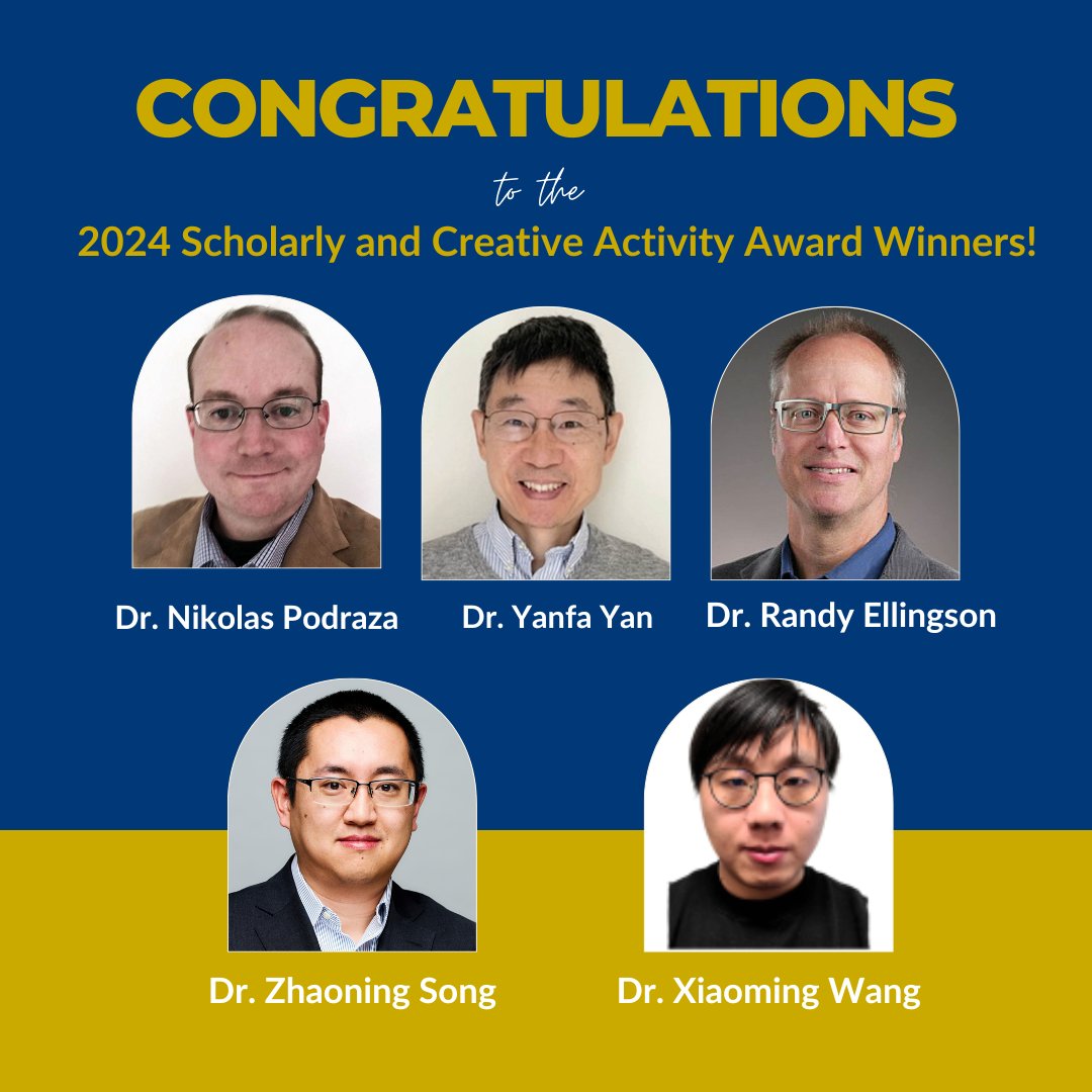 Congratulations to the five researchers at <a href="/UT_PVIC/">PVIC@UT</a> , named Scholarly and Creative Activity Award Winners by UToledo Research &amp; Sponsored Programs! 

Your outstanding work from 2021-2023 has earned national and/or international recognition !!✨