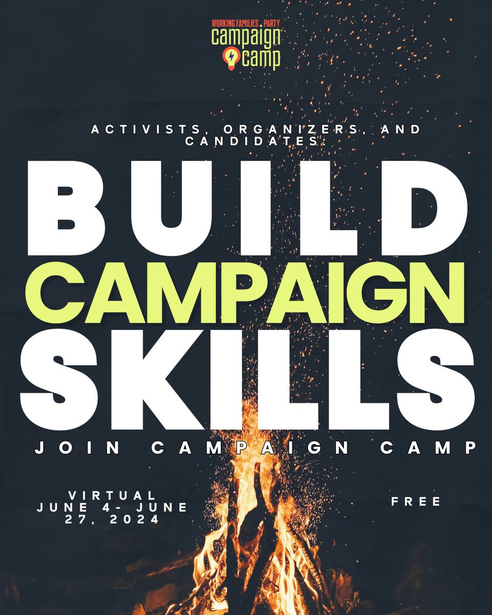 WorkingFamilies's tweet image. CAMPAIGN CAMP APPLICATIONS ARE OPEN ⛺️🏕🌠🌄🌲🪵

These virtual trainings give organizers, candidates, and activists the tools to win elections and build governing power for-and-with the poor, the working class, and the marginalized.

Info and sign up: wfpus.org/campaign-camp