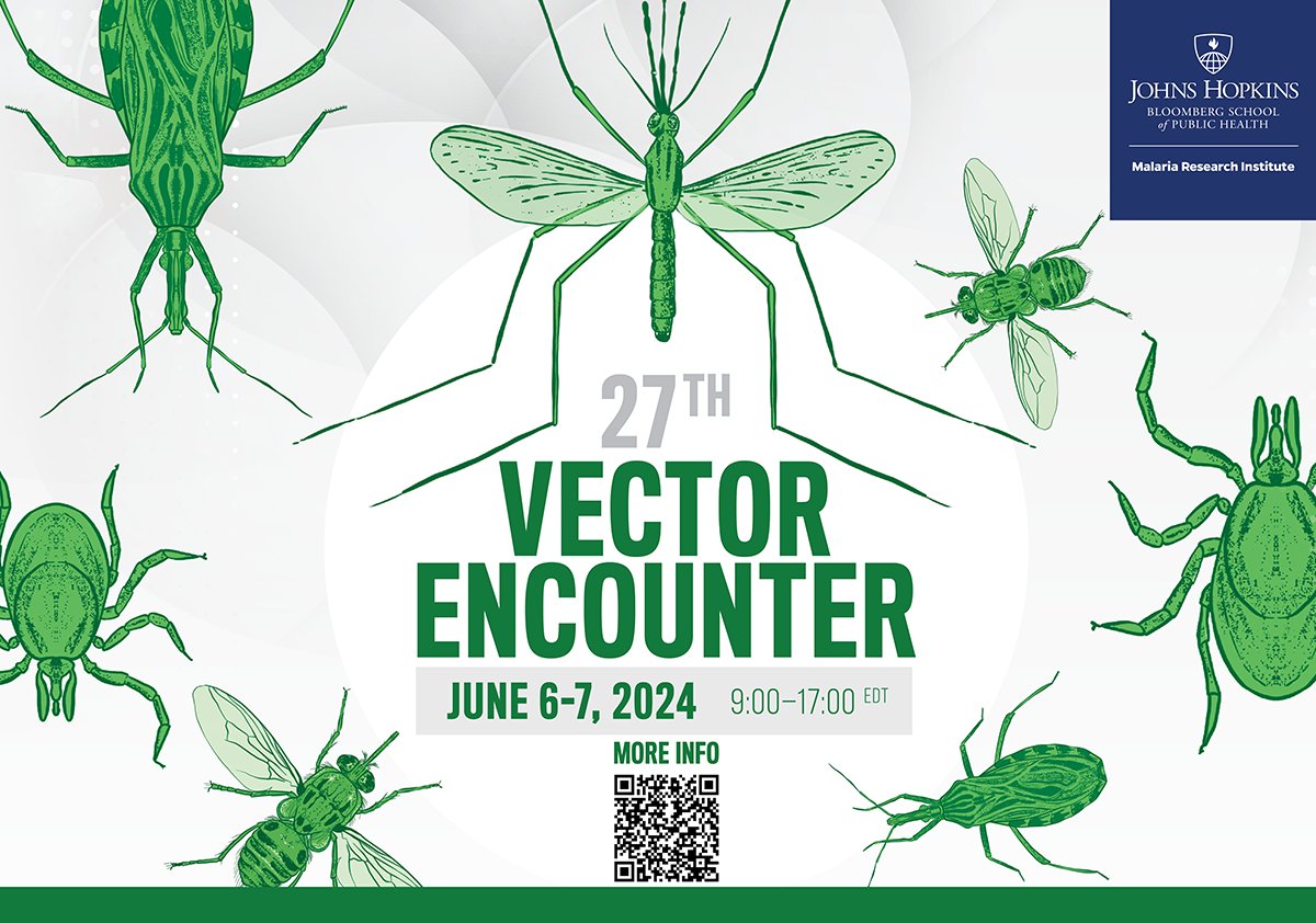 Are you interested in vectors? Check out the Vector Encounter, a @JHMRImalaria scientific gathering held on June 6-7, in Baltimore @JohnsHopkinsSPH. Registration deadline is Monday, May 27--one week from today. LINK: bit.ly/49Gahcs.
