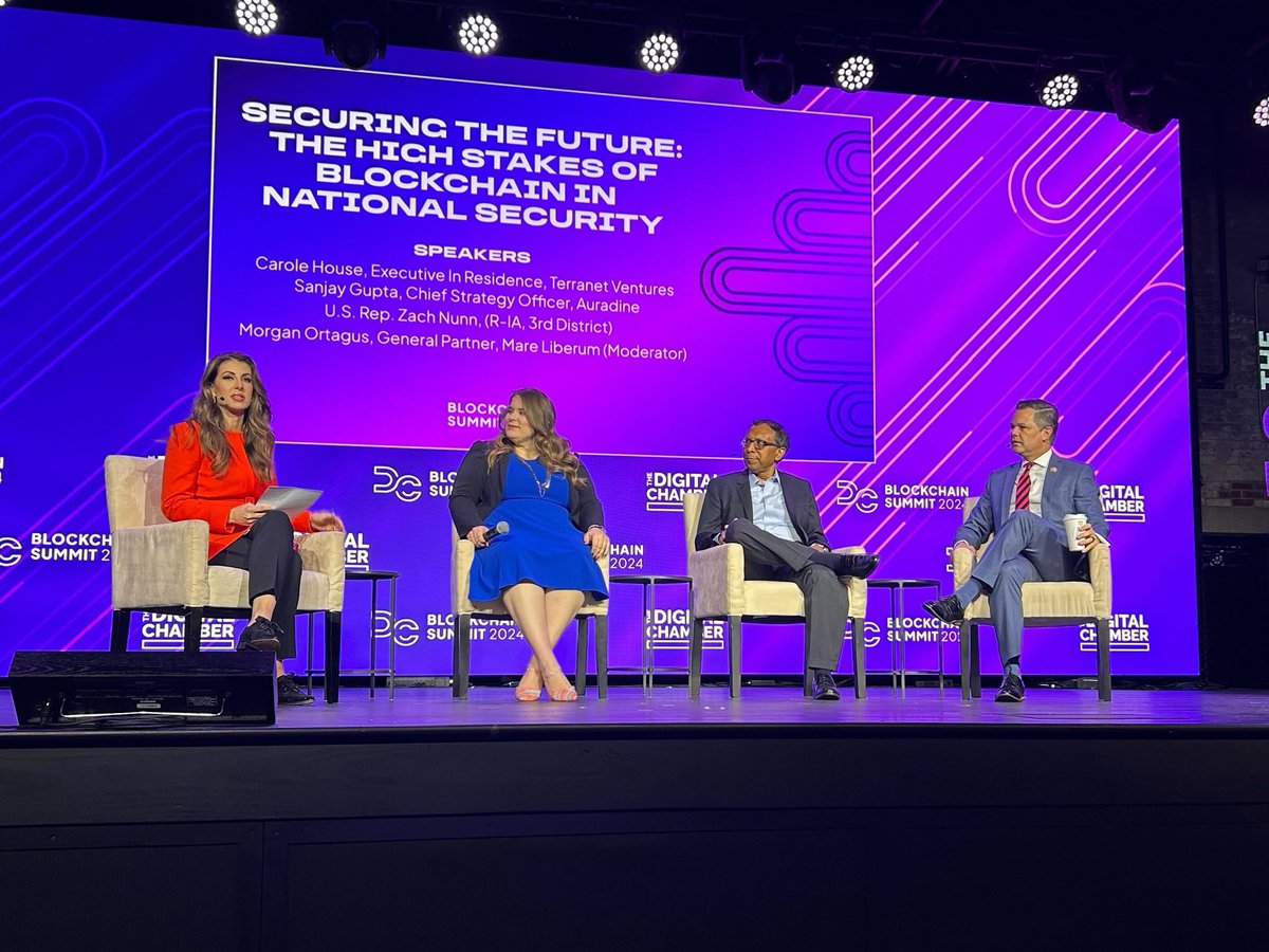 Auradine_Inc's tweet image. Loved being a part of the &quot;Securing the Future: The High Stakes of Blockchain in National Security&quot; panel at last week&apos;s #DCBlockchain Summit featuring Sanjay Gupta from Auradine. 🔒
#BlockchainInNationalSecurity #Blockchain #NationalSecurity  #Innovation  #Technology