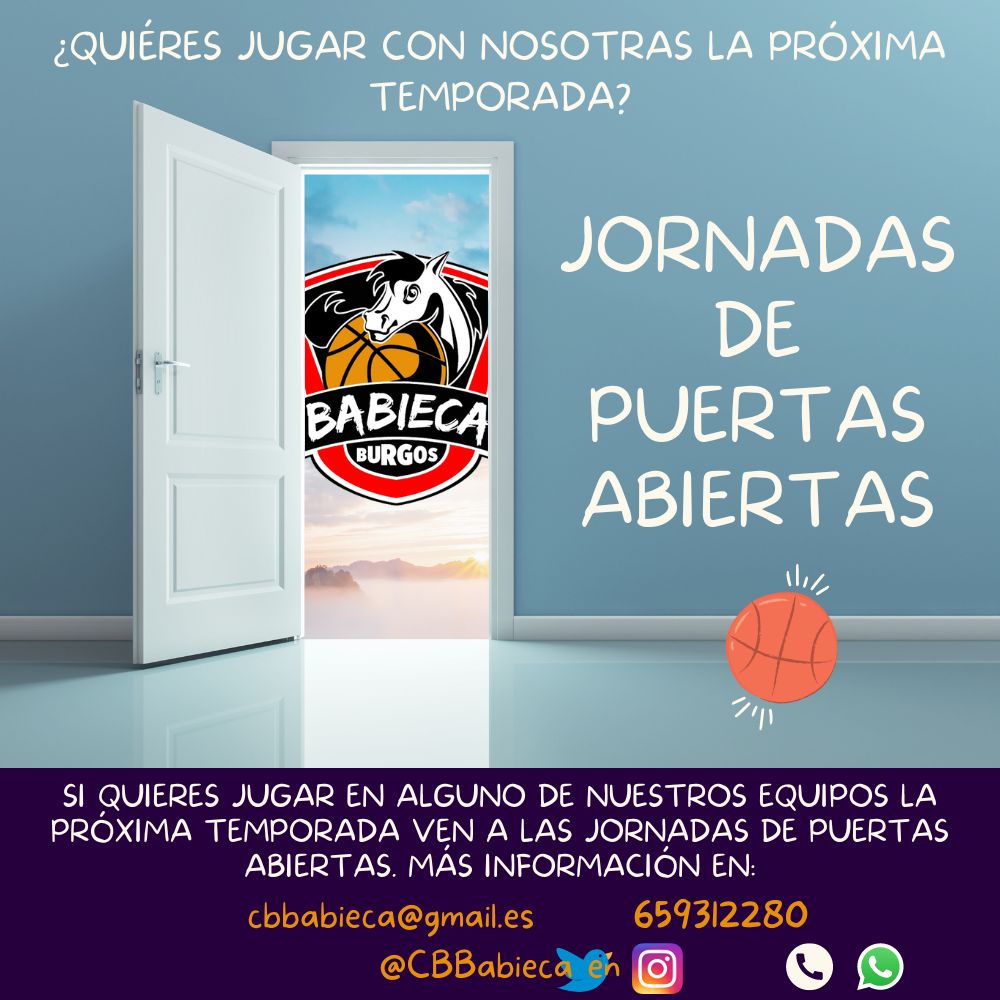 ¿Quieres jugar con nosotras la temporada que viene? 

¡Abrimos las puertas para que vengáis a probar!

Para más información ponte en contacto con nosotras a través de cbbabieca@gmail.com o 659312280.

#SomosBabieca