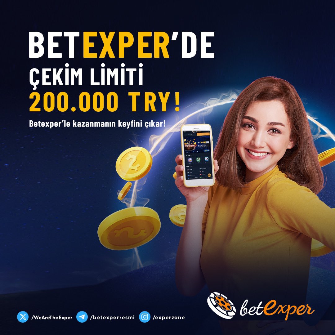 🤑Betexper ile kazancın keyfini çıkar. Çekim limitimiz 200.000 TL!! 📳 Betexper ayrıcalıklarından faydalanmak için hemen gel! 👉 Betexper736.com