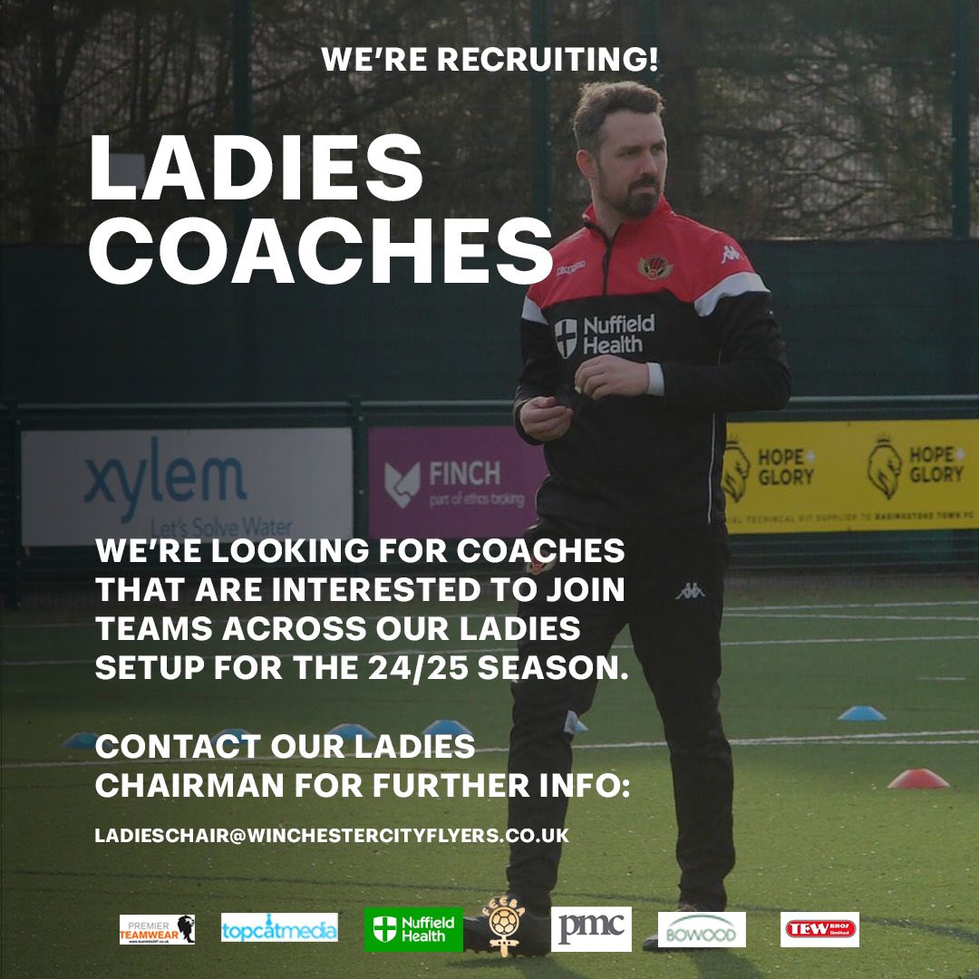 WinchCityFlyers's tweet photo. Want to join the Flyers family?🧐
We’re recruiting across a number of roles in our ladies setup, if you’re interested or would like any further information, please contact: ladieschair@winchestercityflyers.co.uk
#UpTheFlyers #WCFFC https://t.co/oSRDg11W0O
