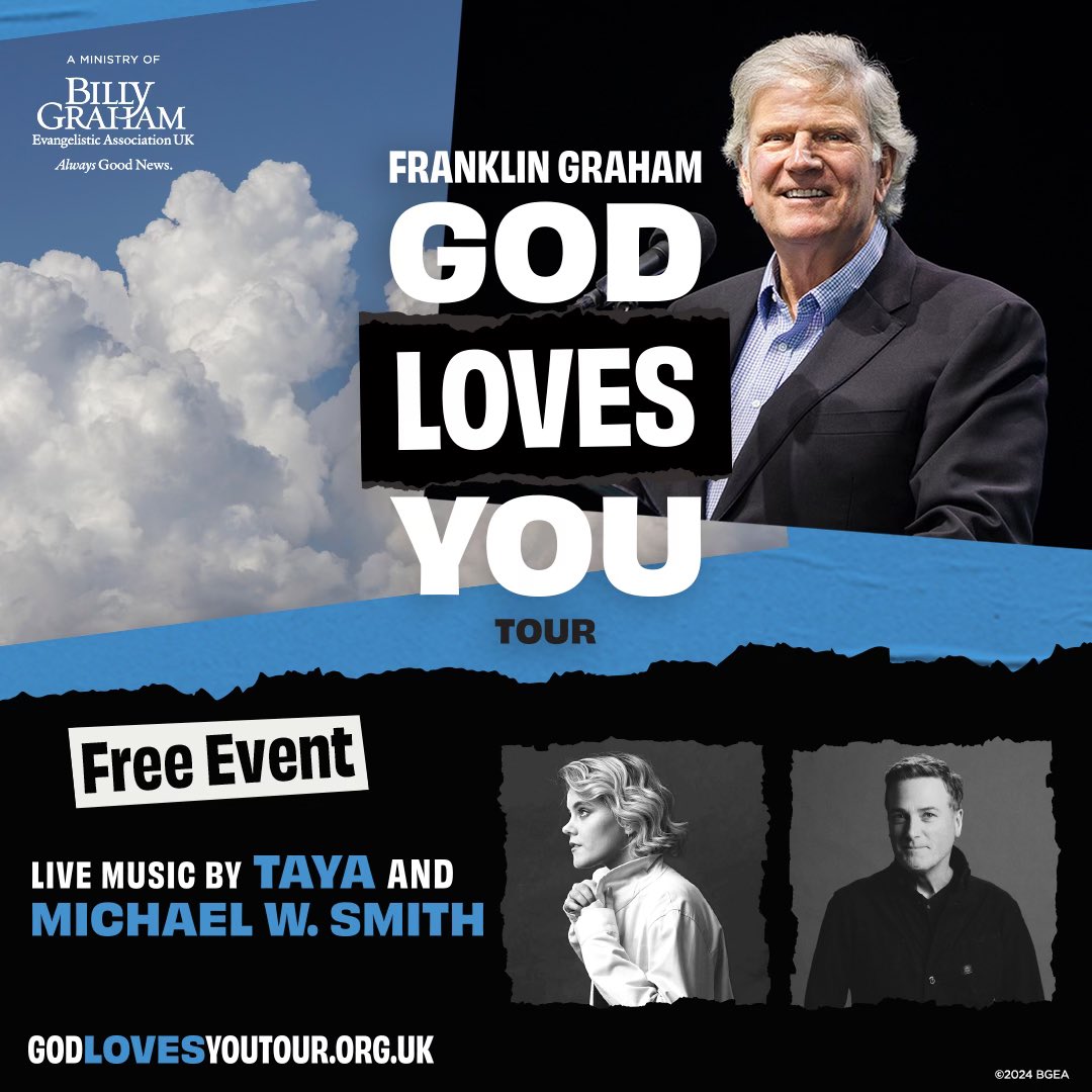I’m looking forward to being back in the UK next month for the God Loves You Tour. Join me in praying for these events as we prepare to share the Gospel of Jesus Christ in Birmingham, England, June 15 and Glasgow, Scotland, June 22. GodLovesYouTour.org.uk