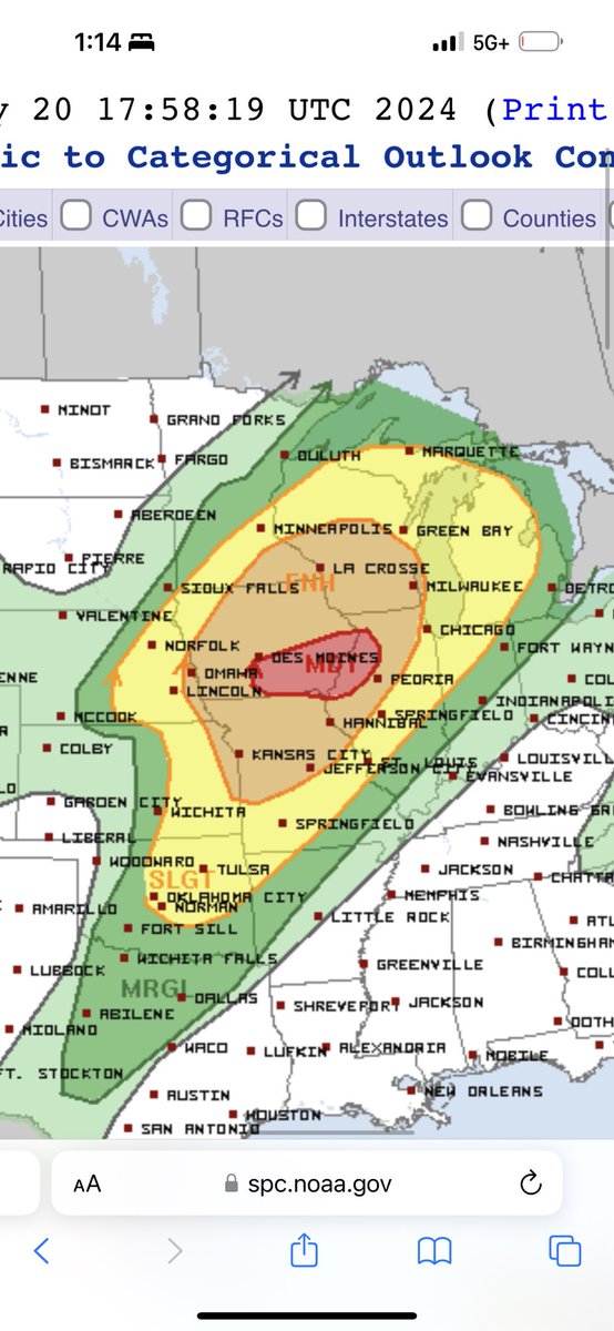 ReedTimmerUSA's tweet photo. MODERATE RISK issued for day 2 (Tuesday) wind driven from southern Iowa into northwestern Iowa! A threat of strong tornadoes also exists with supercells and a fast-moving convective arc. The Dominator 3 is getting serviced again on the way to the Iowa target tomorrow where another #tornado intercept or five are anticipated.