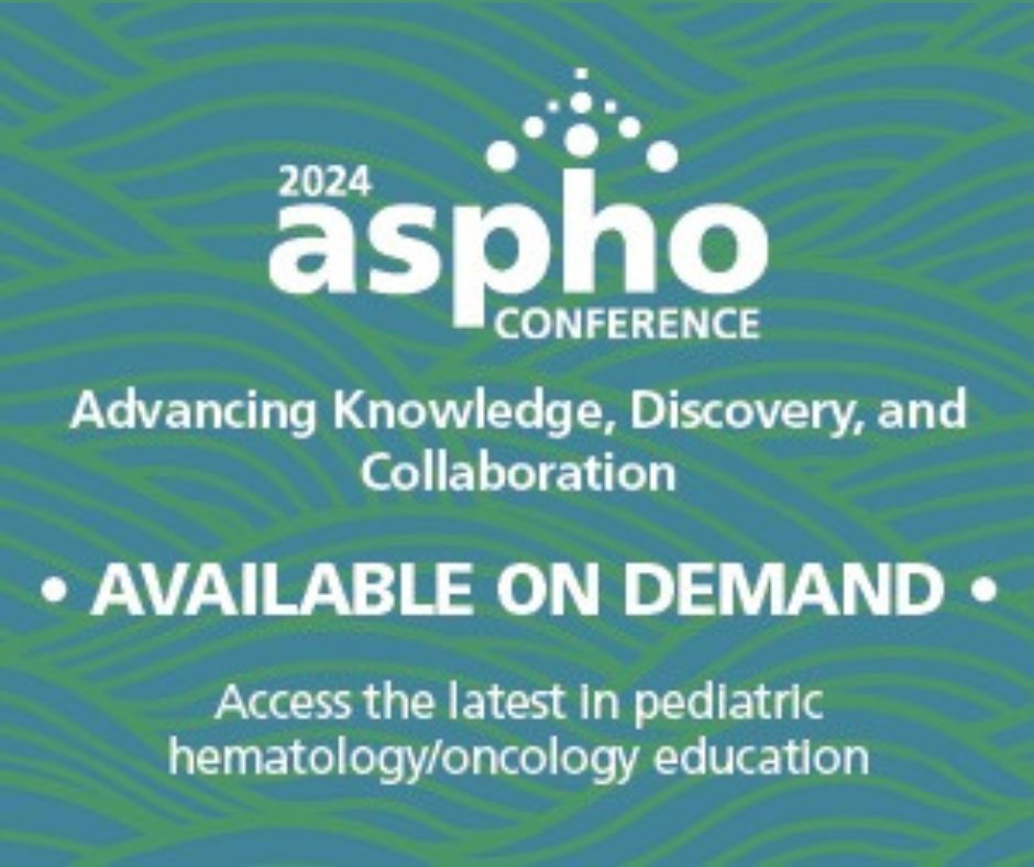 Were you unable to attend conference this year, but would like to stay up-to-date in your practice? #ASPHO2024 On Demand is available for purchase through Friday, May 24, 5pm CT! Visit the 2024 conference page for more information: aspho.org/meetings/confe… #PedsHemeOnc #PHODocs