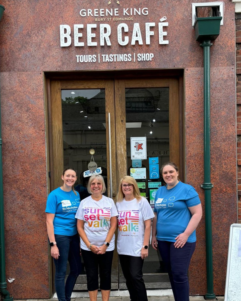 Thank you to the Greene King Beer Café for hosting our Sunset Walk T-shirt handout session on Saturday. Don't forget, we'll be holding another session this Wednesday, 22 May, 5pm to 7pm, at the Hospice on Hardwick Lane. Walkers can collect on behalf of their family and friends.
