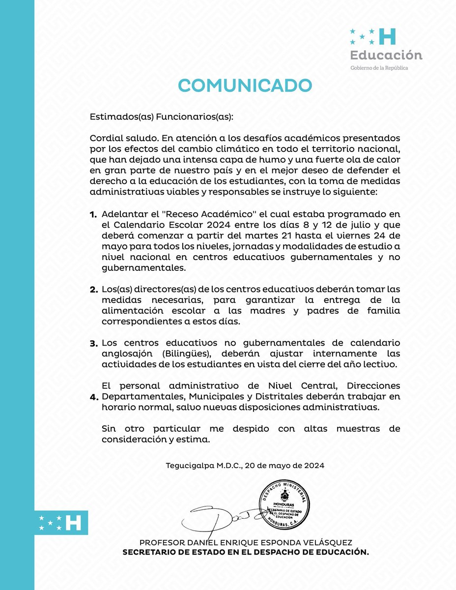 STNHonduras's tweet image. #stninforma |  Feriado de la semana del estudiante se reprograma del 21 al 24 de mayo

stnhn.com/feriado-de-la-…