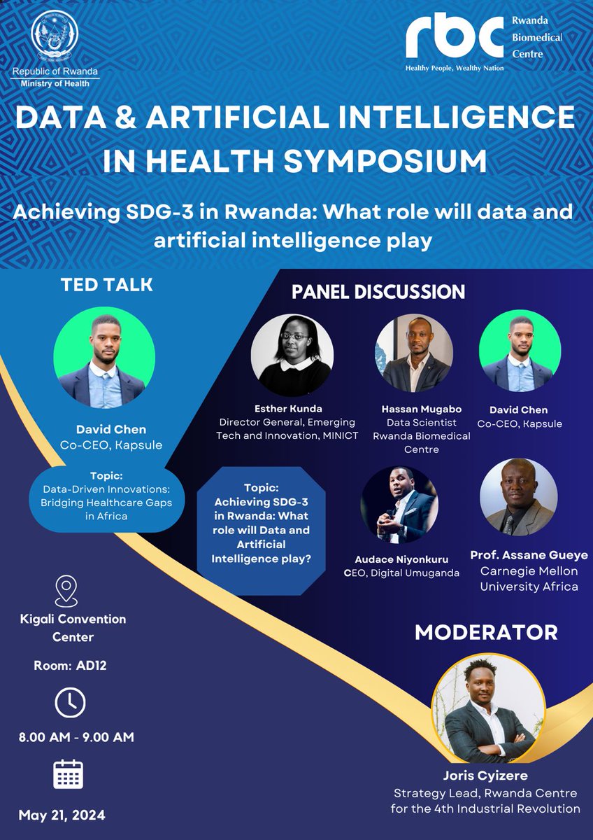 Join us tomorrow at #Research4Rwanda2024 as we dive into the fascinating world of data and #AI and how it can be used to better strategise for health and well-being.