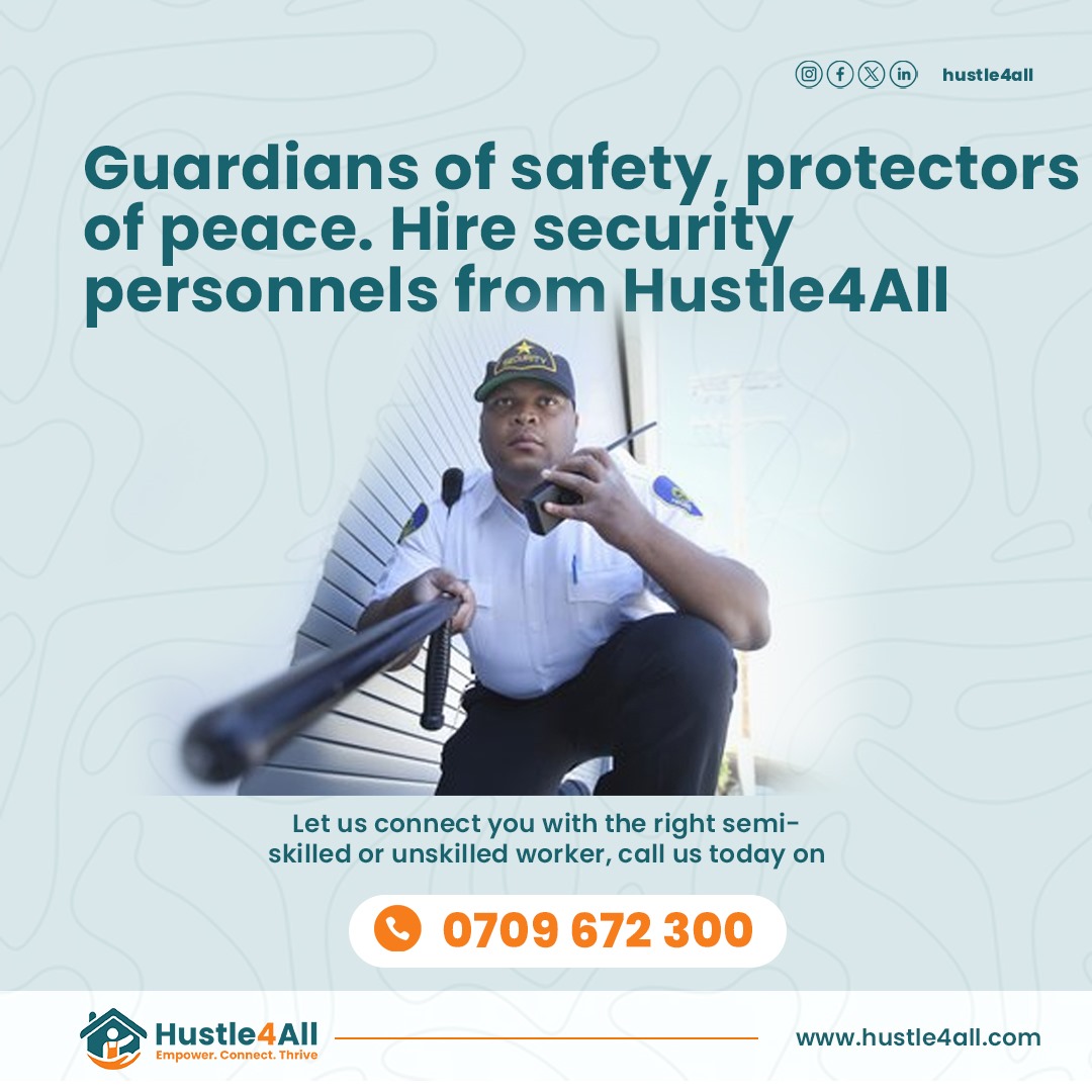 Hustle4All's tweet image. Are you a landlord or landlady looking to employ security personnel for your apartment?
Contact us on 0709672300 and let us connect you with the best.

#hustle4all #SecurityPersonnel