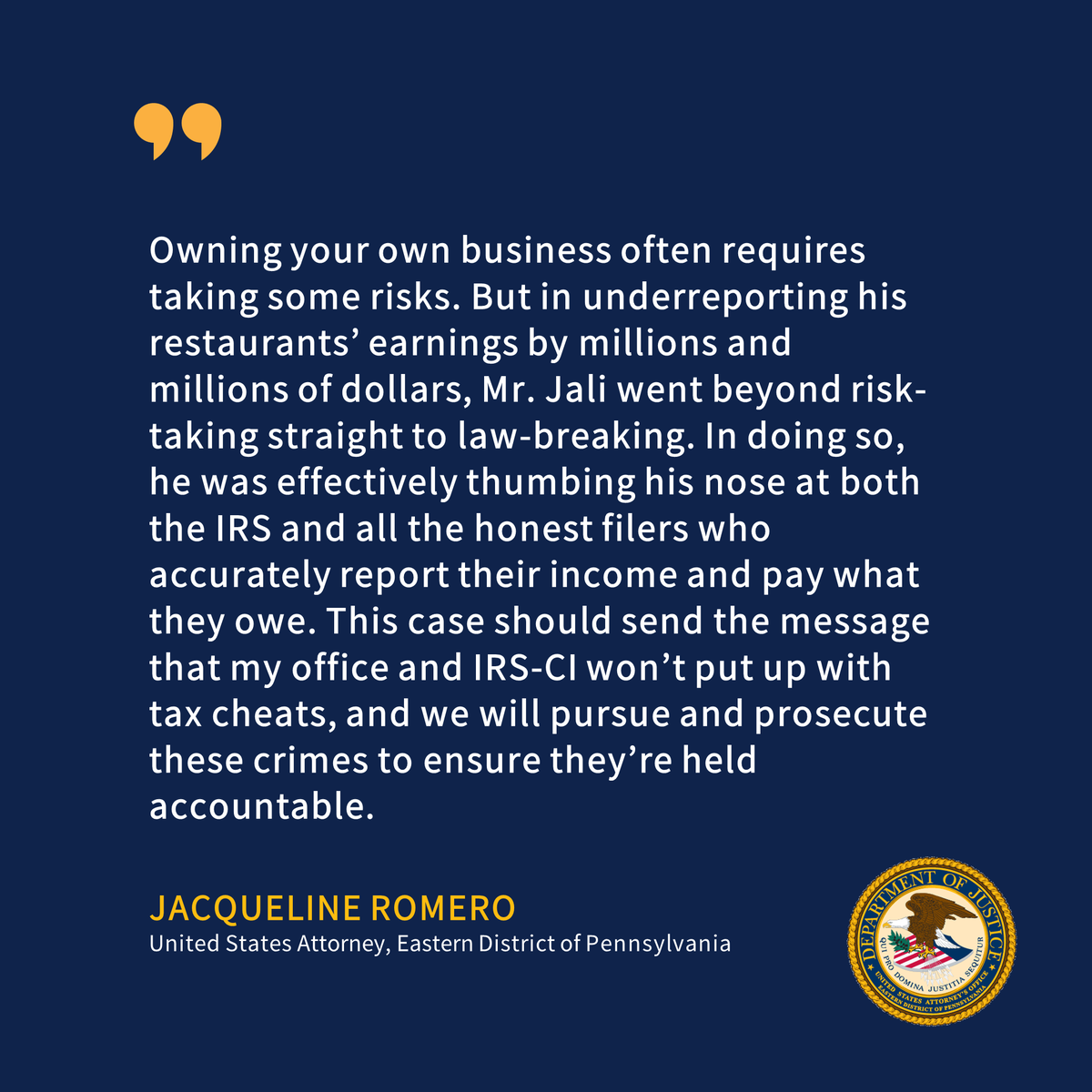 Domino’s Pizza Franchisee Sentenced to a Year and a Day in Prison, Ordered to Pay $2.5 Million to IRS for Tax Crimes justice.gov/usao-edpa/pr/d… @IRS_CI