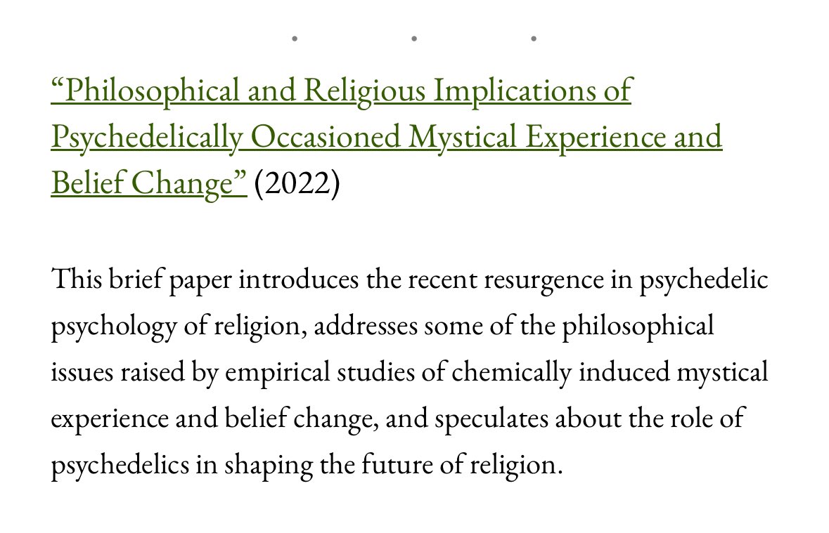 I address these issues in this white paper on the philosophical and religious implications of psychedelically occasioned belief change: footnotes2plato.com/wp-content/upl… In short, there’s simply no metaphysically neutral ground here. “Naturalism” can be defined in various ways, but