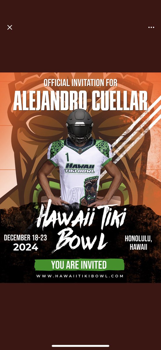 Alejandro Cuellar (@alejandrocjhs) on Twitter photo Excited to be invited to participate in the Hawaii tiki bowl🥇💪 <a href="/JBOYS_FOOTBALL/">Jefferson Football</a> <a href="/HawaiiTikiBowl/">Hawaii Tiki Bowl</a> Excited to be invited to participate in the Hawaii tiki bowl🥇💪 <a href="/JBOYS_FOOTBALL/">Jefferson Football</a> <a href="/HawaiiTikiBowl/">Hawaii Tiki Bowl</a>