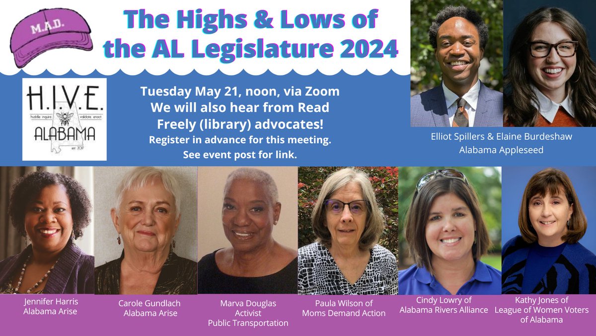 ARA's executive director, Cindy Lowry, will be talking about the highs and lows of the Alabama legislative session tomorrow at noon with other organizations working in Alabama. Join us tomorrow (May 21) on Zoom! #ALpolitics Learn more + register: us06web.zoom.us/meeting/regist…