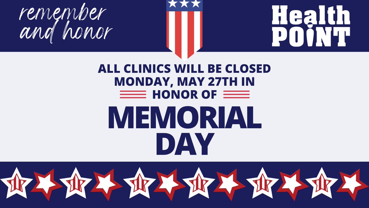 Our clinics will be closed in observance of Memorial Day on Monday, May 27th. Normal business hours will resume Tuesday, May 28th.