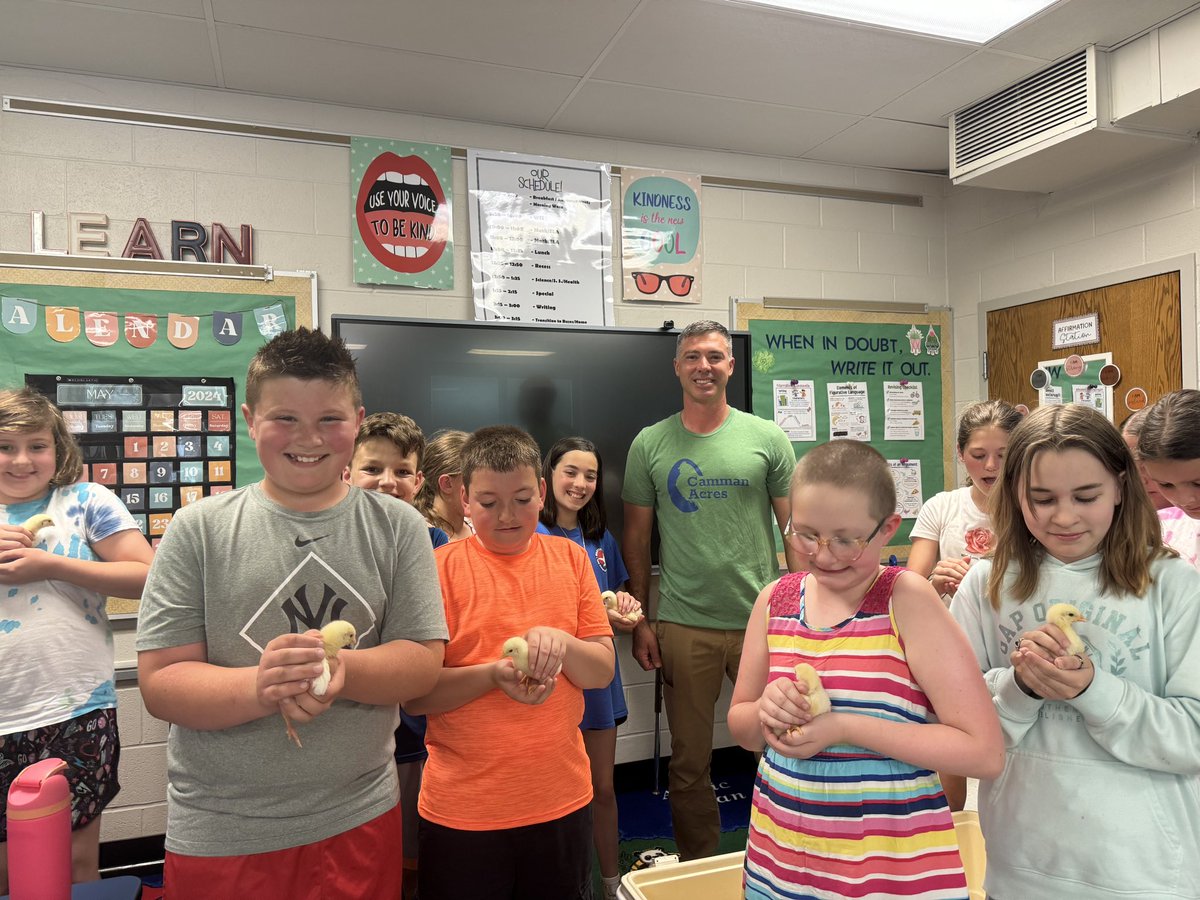 Cintron5thGrade's tweet photo. Had a special visit from Mr. Camman and his chicks! 🐥@colbytlhill @DDRezz https://t.co/BHqTjrBxND