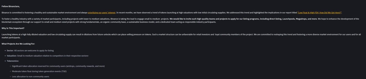 JGDburger's tweet photo. Introducing $gm @gm_dot_ai, brought by @dexter_cap, the dev of @WhalesMarket @anotherus_ai @lootbot_xyz . I believe this is the 'most' token that fits Binance's criteria for this call of public token listings.
由1.5级交易市场whales、对话机器人anotherus、空投机器人lootbot开发者dexter开发的 @gm_dot_ai 代币 $gm 是我认为最符合本次币安上币公开招募计划的代币。

Small to medium valuation relative to competitors in their respective sectors: $gm is going to be the token for GMAI, an AI project on Solana. 30M raised in presale is so small a value compared to other AI/Solana projects.
行业内中小市值： $gm 是sol链AI项目GMAI的治理代币，预售轮融资30M相较于动辄数亿、数十亿的AI领域或Sol链基础设施领域项目显然属于中小市值项目。

Token reserved for community users: 55% Community (unlocked over 8 years)\15% Liquidity & Airdrop
社区预留代币： $gm 预留了55%代币用于社区（八年解锁），15%用于提供流动性和空投。

Moderate token float during TGE：20% for presale, unlocked on TGE.
TGE期间适当的二级流通量：预售获得20%代币，TGE解锁，相当合适。

Less allocation to non-community users： No outside funds, VC being turned down by @dexter_cap.
较少非社区用户分币：Dexter拒绝了外部投资机构进入，如果VC希望获得份额，必须从二级市场购买。

—————————————————————————
Dexter has already achieved success in the Whales market, and GMAI will become an innovative AI on the Solana chain, providing assistance for a range of on-chain activities from trading to automated liquidity mining. This will significantly lower the participation threshold, enhance interactivity, and serve as a rocket engine for the further development of the Solana chain.

Dexter has also demonstrated strong market judgment. During the presale round, he moved SOL to Binance when the price was 200 to avoid risks, and later SOL plummeted back to 120. During the development phase, he declined investments from external institutions, avoiding the now-criticized VC token model. Now, he has accurately captured the market recovery timing and the AI boom and is about to launch the exciting GMAI system.

Dexter在Whales市场上已经获得了成功，而这一产品，GMAI，将成为sol链的创新人工智能，提供从交易到自动化流动性挖矿等一系列链上行为的帮助，极大程度降参与门槛，加强交互性，成为Sol链进一步发展的火箭发动机。 

Dexter同时表现出了极强的市场判断能力。在预售轮次，他将sol在价格为200时转入币安规避风险，之后SOL暴跌回落120。在开发期间，他拒绝了外部投资机构，避免了如今令人诟病的VC币模式。如今，他准确把握了市场回暖的时间节点和AI热潮，即将推出令人兴奋的GMAI系统。

Therefore, I believe that GM is the most suitable token for listing on Binance in this round, considering its alignment with listing rules, the developer's reputation, and the project's prospects.
因此，我认为无论从上币规则的契合、开发者的声誉、项目前景来说，GM都是最适合在本轮上线币安的代币。
@binance @heyibinance @BinanceResearch