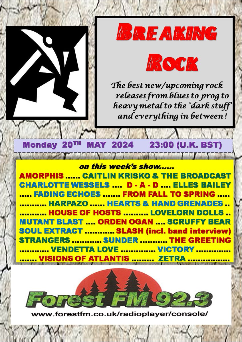 Announced! @pjbreakingrock today 11pm (UK) stream forestfm.co.uk/radioplayer/co… feat. @Slash @ThegreetingB @VendettaLove_ @wearezetra @amorphis @EllesBailey @HouseofHostsUK @scruffybearband @CKandBroadcast @Fading_echoes @hahgrenades @lovelorndolls @ORDENOGAN @ffts_ger + many more !