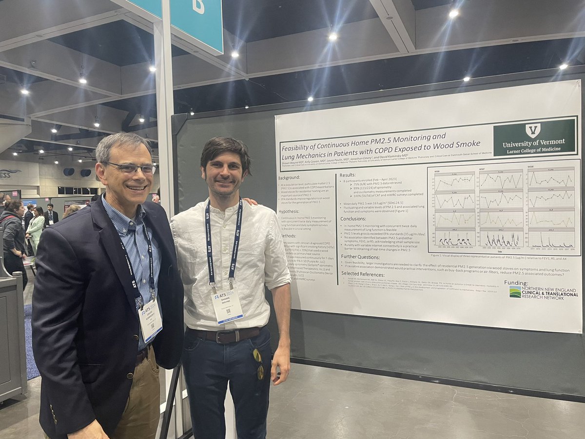 ATS 2024: PCCM fellow extraordinaire Shawn Wayne with Dr. David Kaminsky presenting his work on continuous home monitoring of PM2.5 and continuous lung function