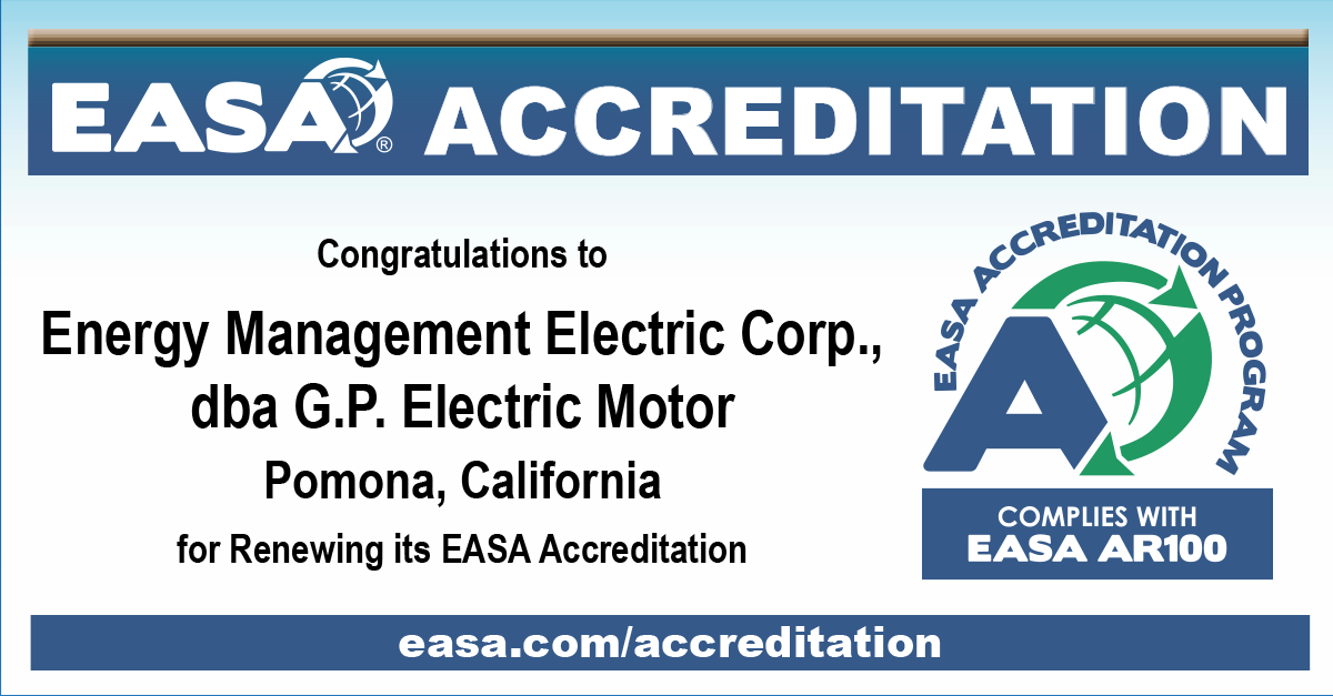 Congratulations to @EMC__solutions for renewing its @easahq Accreditation! @eashq Accreditation showcases this company's commitment to excellence and best practices. Learn more at easa.com/accreditation. #Electromechanical #Accreditation #ElectricMotors #Maintenance #PowerGrid