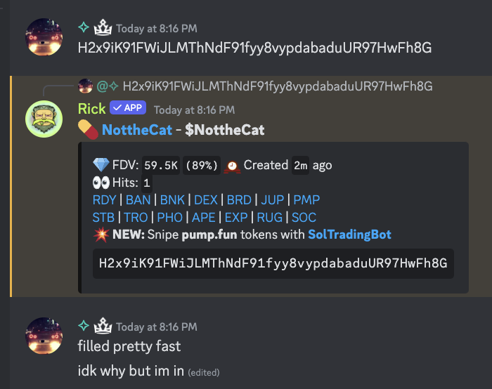 ynzokk's tweet photo. study patience

@0xMonarc had it first

barely traded today because i wasn't feeling it

first call of today turns out to be a top runner

#notthecat 60k -> 1.8m (30x)

https://t.co/s1JBg3GIFT https://t.co/nbECzKLpV3