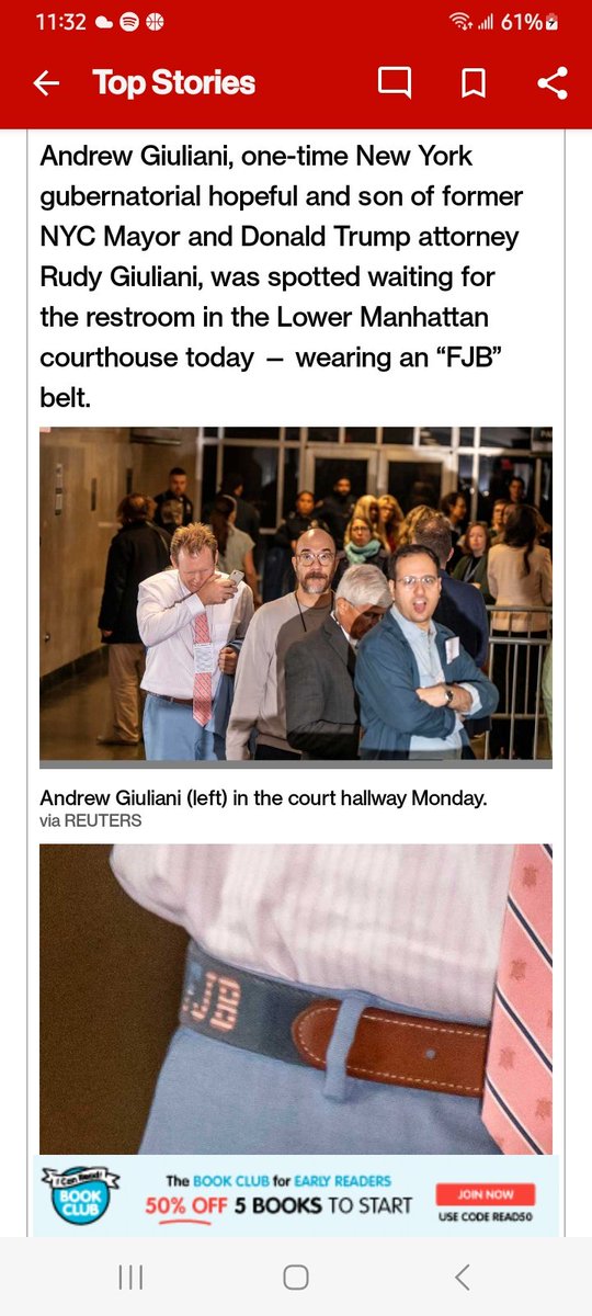 Andrew Guiliani trolling Joe Biden from Trump NYC COURT CASE. Andrew pictured here at Trump trial in NYC wearing a belt that says FJB. Gotta 😍 LOVE IT....