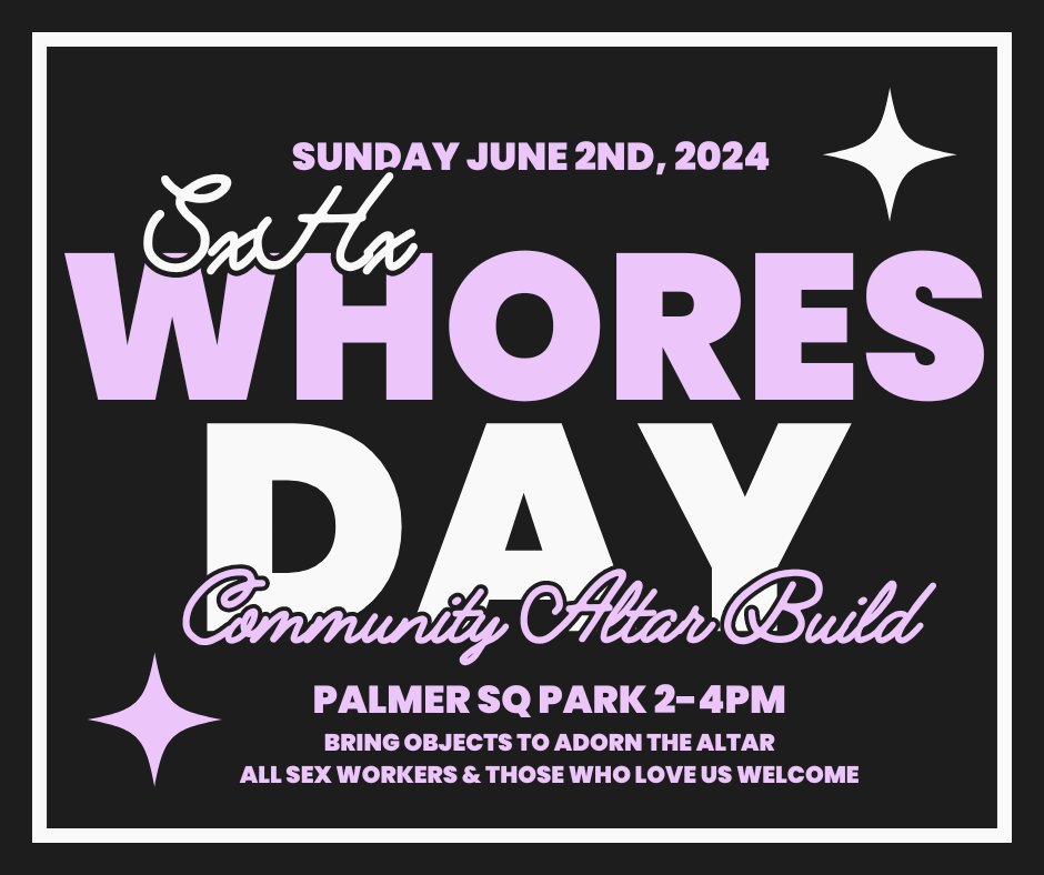 Chicago SWers &amp; Co-conspirators, join us on June 2nd, for a community altar build! Further details here: sxhxcollective.org/2024/05/20/chi…

#IWD2024 #InternationalWhoresDay #SexWorkersUnite