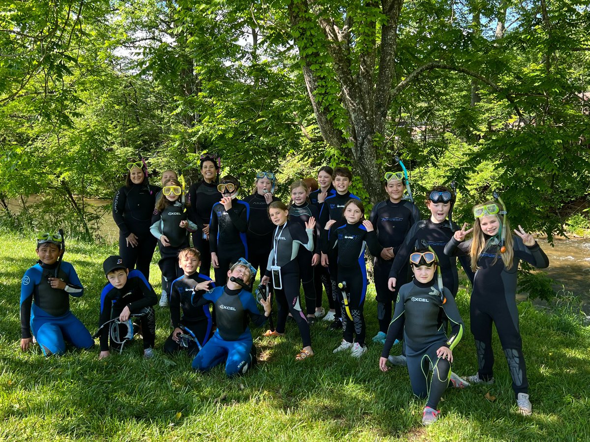RootEdNC's tweet image. The Rosman Elementary 5th graders had a great time snorkeling with Kevin and Christie at Oxbow River Snorkeling!