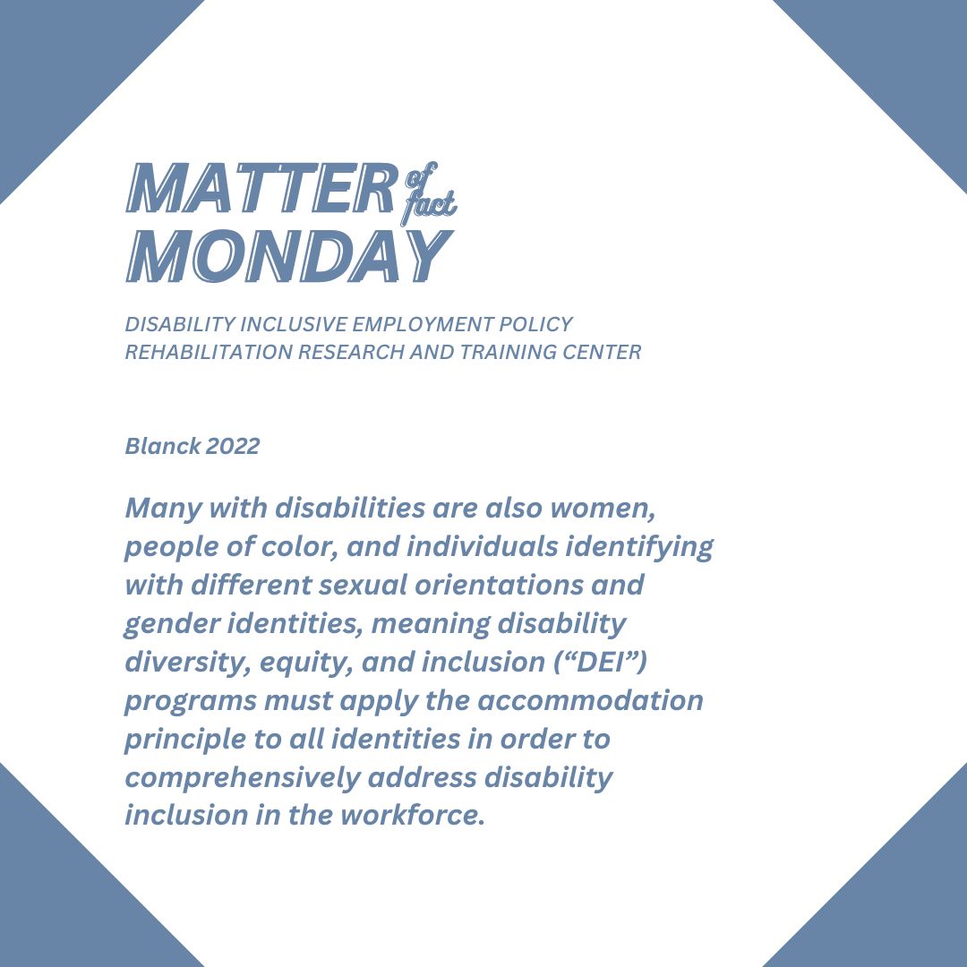 dieprrtc's tweet image. Introducing Matter of Fact Monday!

This week we're focusing on why it's important to think broadly when considering the accommodation principle.

#accommodation #inclusion #disability