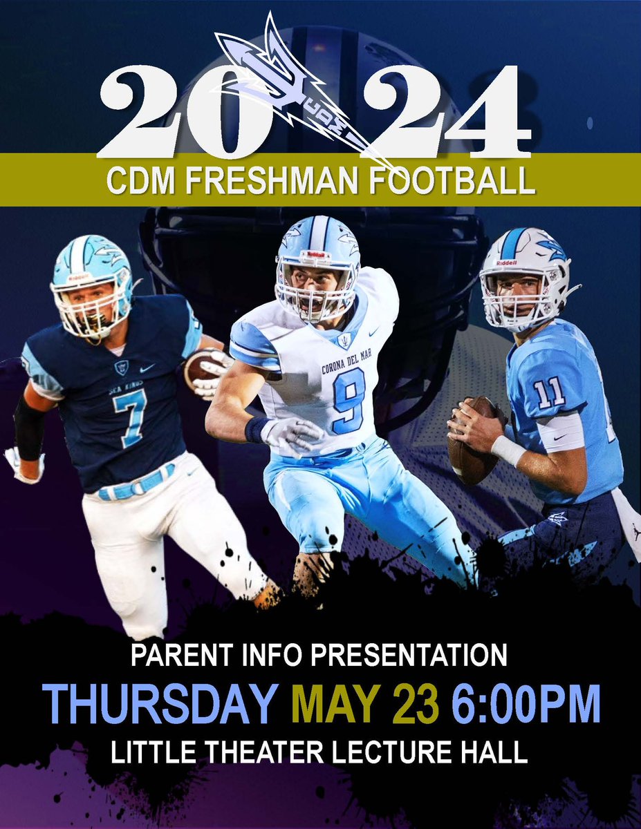Extra! Extra! Read all about it… The CDM Freshman Football Parent Meeting is set for Thursday, May 23rd at 6:00pm. Don’t miss it!