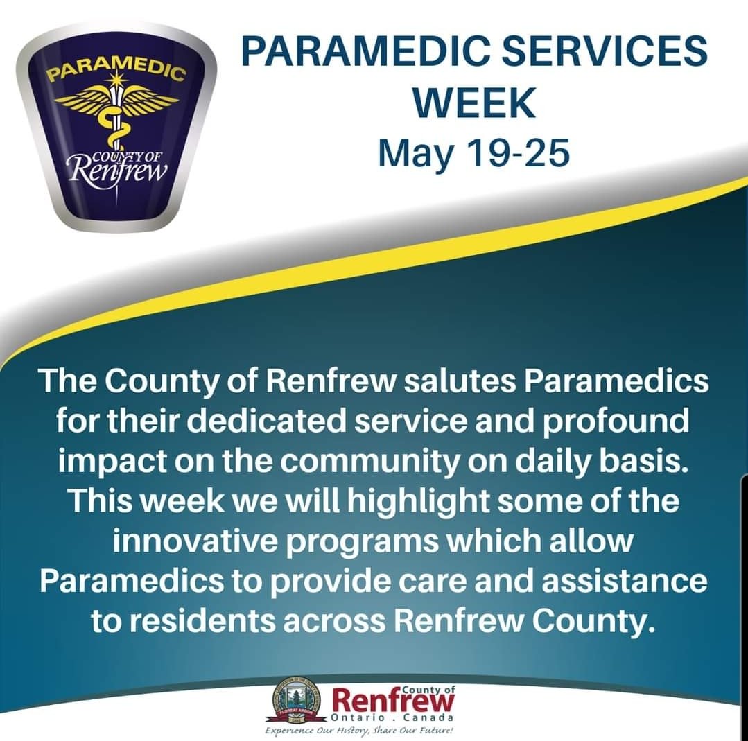 Dave Libby (@1davelibby) on Twitter photo This year, Paramedic Services Week theme is âHelp Us, Help You.
Join us as we celebrate these heroes <a href="/RenCtyParamedic/">County of Renfrew Paramedic Service</a> and learn more about the incredible care they provide each and every day. <a href="/RenfrewCounty/">County of Renfrew</a>
#ParamedicServicesWeek
#RenfrewCountyParamedics
#RenfrewCounty This year, Paramedic Services Week theme is âHelp Us, Help You.
Join us as we celebrate these heroes <a href="/RenCtyParamedic/">County of Renfrew Paramedic Service</a> and learn more about the incredible care they provide each and every day. <a href="/RenfrewCounty/">County of Renfrew</a>
#ParamedicServicesWeek
#RenfrewCountyParamedics
#RenfrewCounty