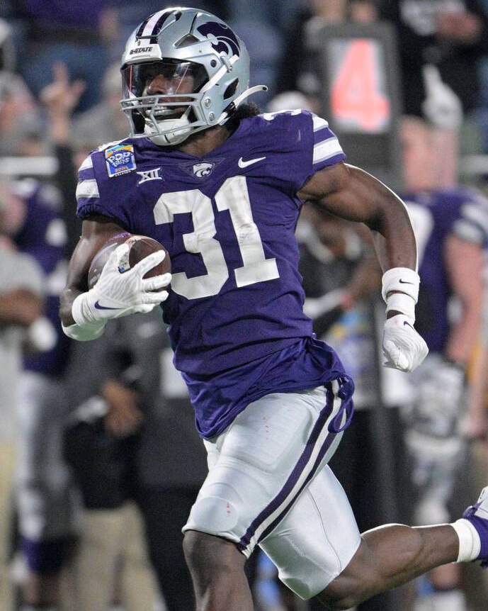 Kansas State RB DJ Giddens Last Season: 🟣 84.5 PFF Grade 🟣 1,552 Total Yards 🟣 13 Total Touchdowns 🟣 75 Missed Tackles Forced 🟣 Zero Fumbles