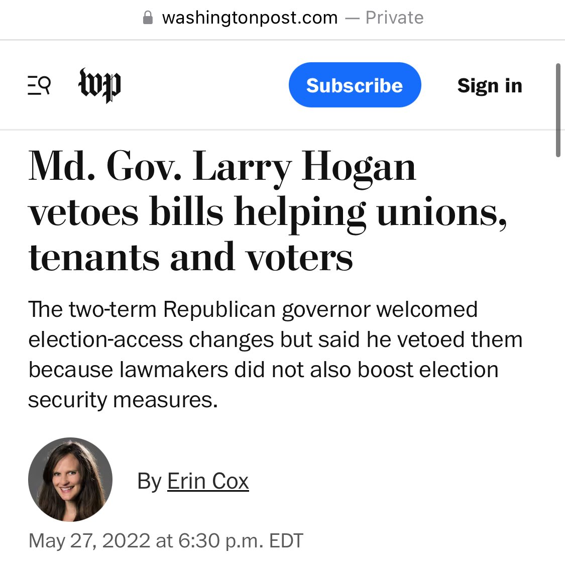 Larry Hogan vetoed bills helping unions. 
#MDPolitics #MDSen #AllinforAlsobrooks