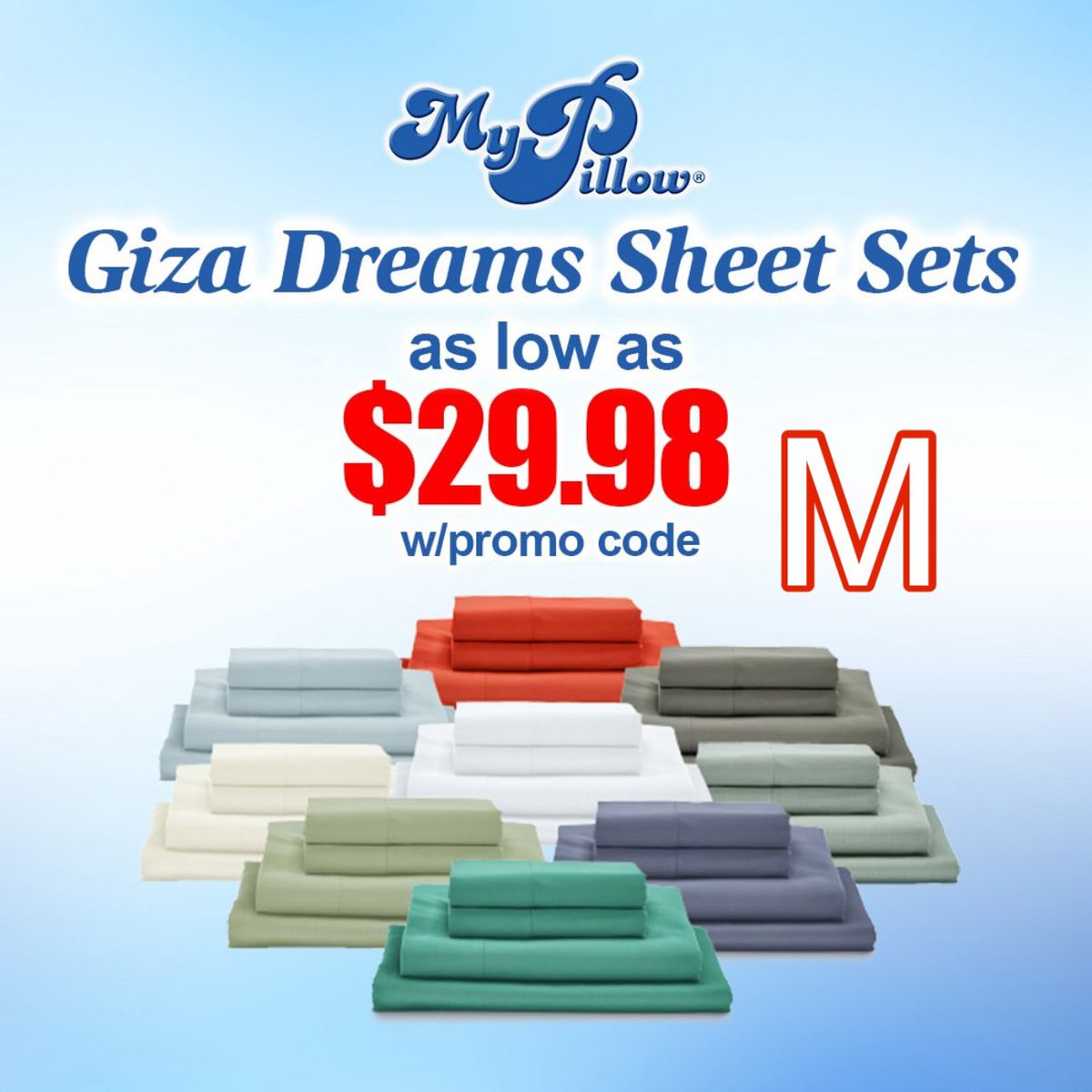 Experience the ultimate luxury of sleeping on #MyPillow's Giza Dreams Sheet Sets! Feel like you're drifting off in a dream with the softest, most comfortable sheets ever. And guess what? You can get them for as low as $29.98 with promo code 👉M👈. Don't miss out on this amazing