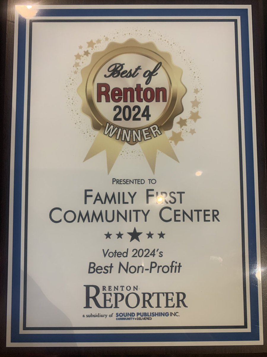 FamFirstRenton's tweet photo. Last week the Family First Community Center earned a 2024 Best of Renton award for the best nonprofit! We are truly humbled and grateful for the support we have received from the Renton community! https://t.co/ewMlI6bbGG