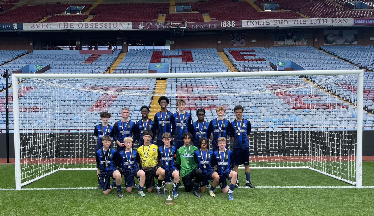 BCPEDepartment's tweet photo. The Year 10 Boys Football Team are B’Ham Cup Champions 2024 👏🏻⚽️🔵 The team are still to be beaten in this competition, having won it back in 2022 and 2023 (also at Villa Park). A 3-1 win v an excellent @ABKPE @AlderbrookSch side. Proud 🥹 #backtobacktoback https://t.co/bTHvFn34W4
