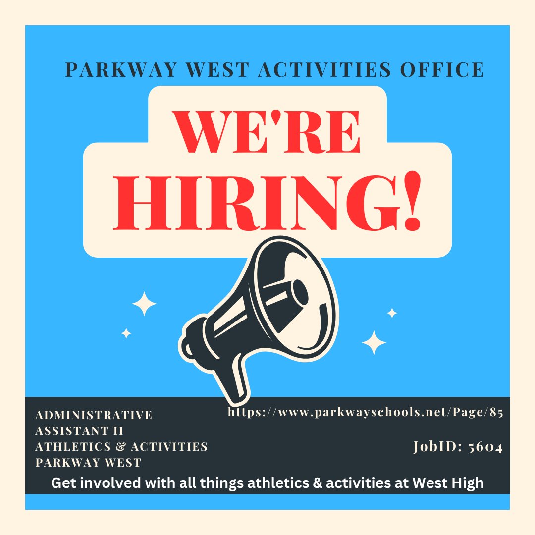 Come work in the West high activities office! Administrative assistant position open. Get involved with all things athletics & activities at West high! GO HORNS!!