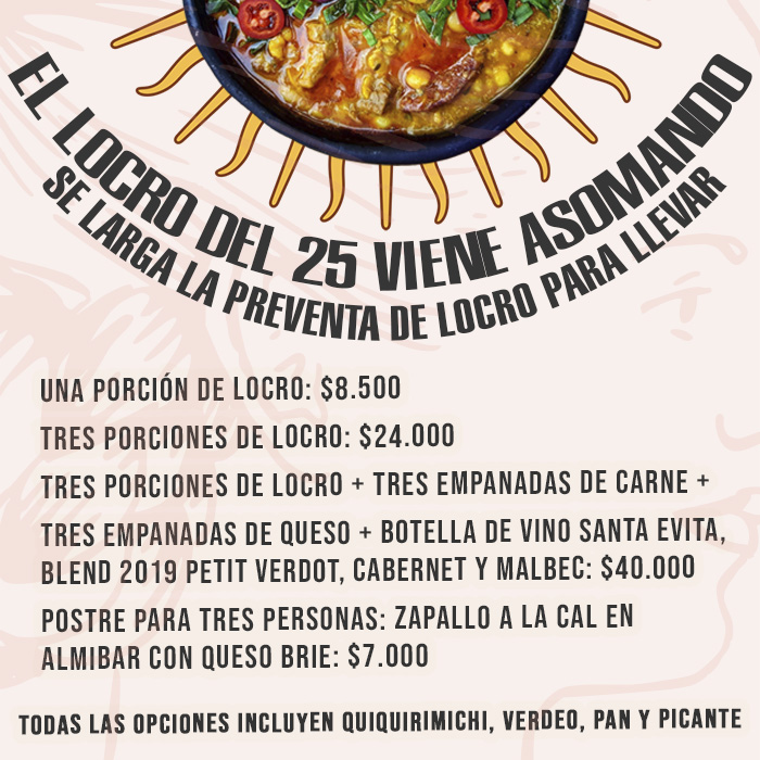 elsantaevita's tweet photo. ✨El 25 se mayo se come locro. Es ley. Y si querés comer el del Santa, pero en tu casa, es así de fácil:

👉 Reservás tu porción/porciones desde ahora por whatsapp, y lo pagás vía transferencia o link de pago. https://t.co/OqmDfgRdSF