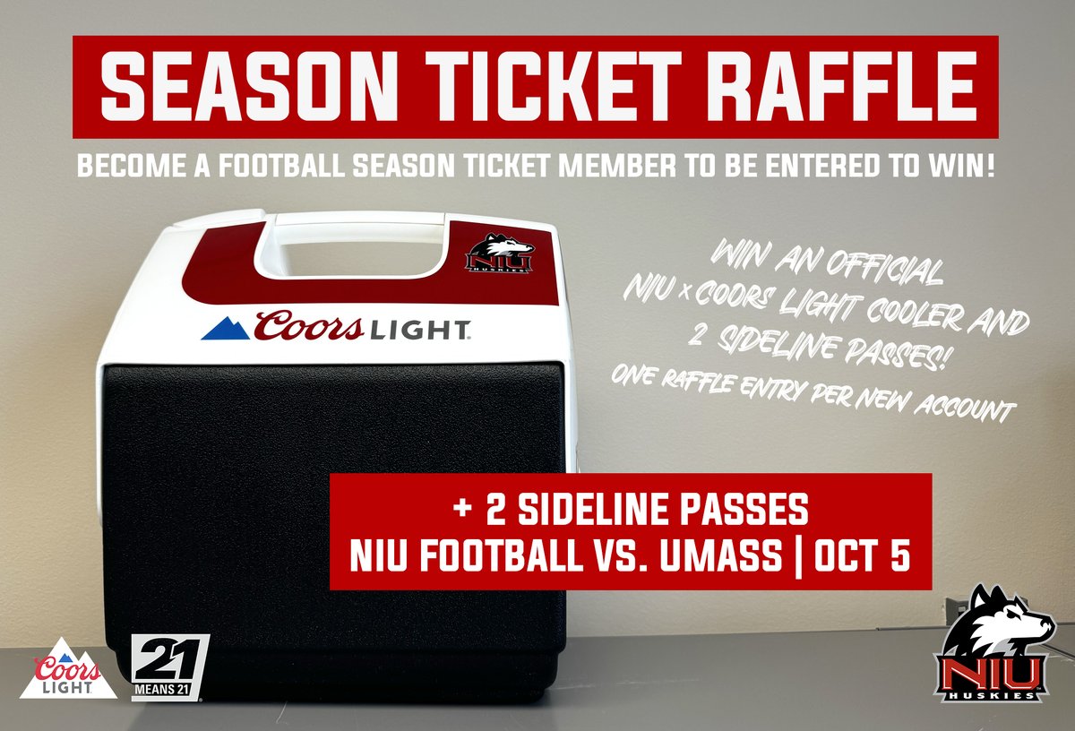 Every week in May, we're raffling off prizes to NEW NIU Football Season Ticket Members! This week, new members can be entered to win an NIU cooler AND two sideline passes to our home football game on October 5. 🎟️ bit.ly/4b3y6LO