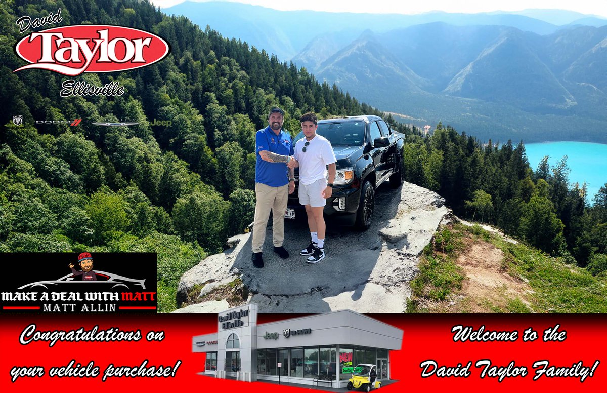 Congratulations to Carlos on the purchase of his 2021 GMC Canyon from his salesperson, Matt Allin!
makeadealwithmatt.com taylorstlouis.com
#MakeADealWithMatt #DavidTaylor #Ellisville #AmazingDeals #WelcomeToTheDavidTaylorFamily