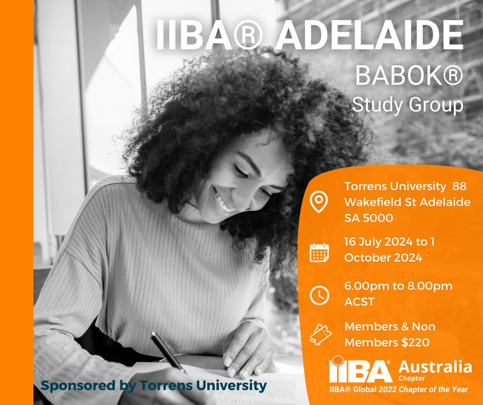 Join our BABOK® Study Group, starting on July 16 at Torrens University. Unlocking the power of BABOK®,️ this study group is your key to mastering the globally recognised standard for BA practices. 

Register at ow.ly/B6F950QLcwq 

#BABOK #BusinessAnalysis