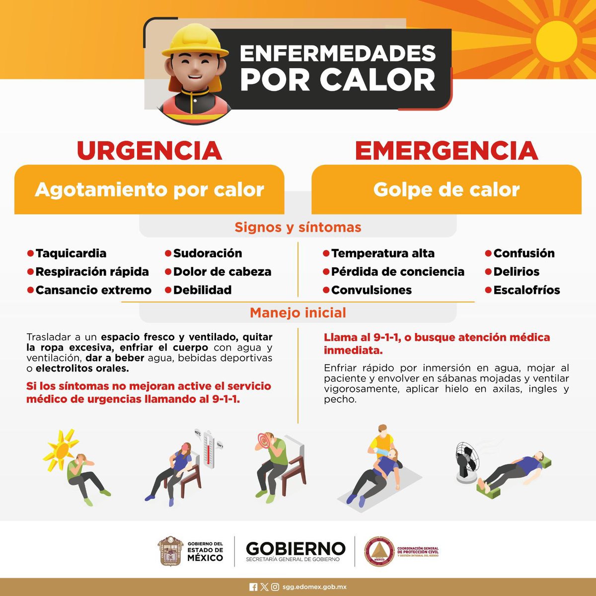 Edomex's tweet photo. ¡Protege tu salud!
Toma en cuenta la siguiente información respecto a los efectos  del calor en tu cuerpo.
Mantente hidratado, evita exponerte por tiempos prolongados al sol. https://t.co/abkWIz5ss5