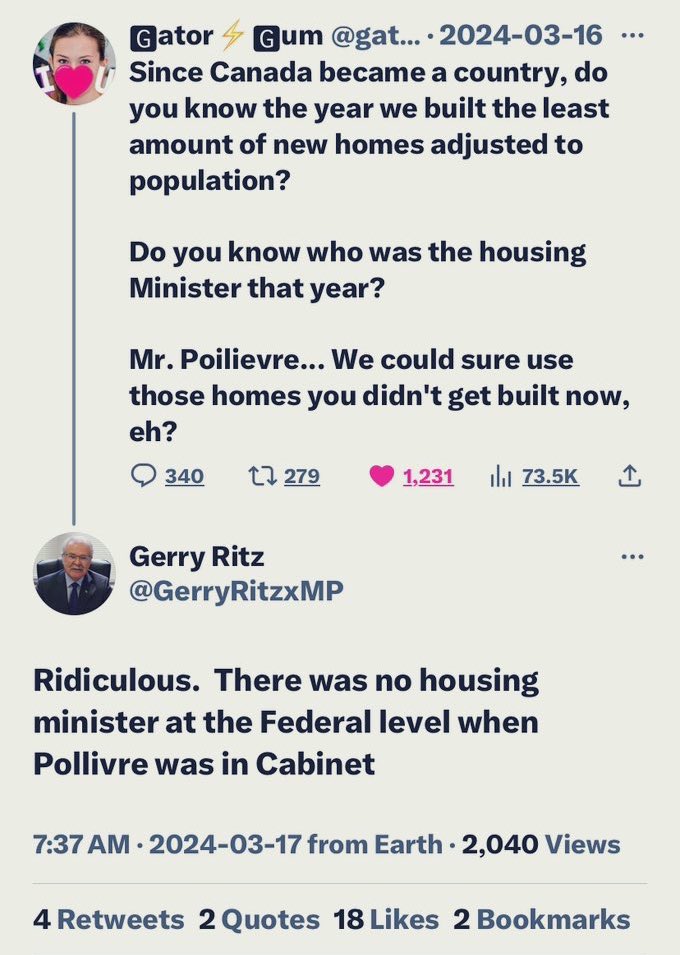 tirednursey's tweet photo. Former Mp Gerry Ritz stated there never was a housing minister because housing is provincial. https://t.co/ed5H0sysS4