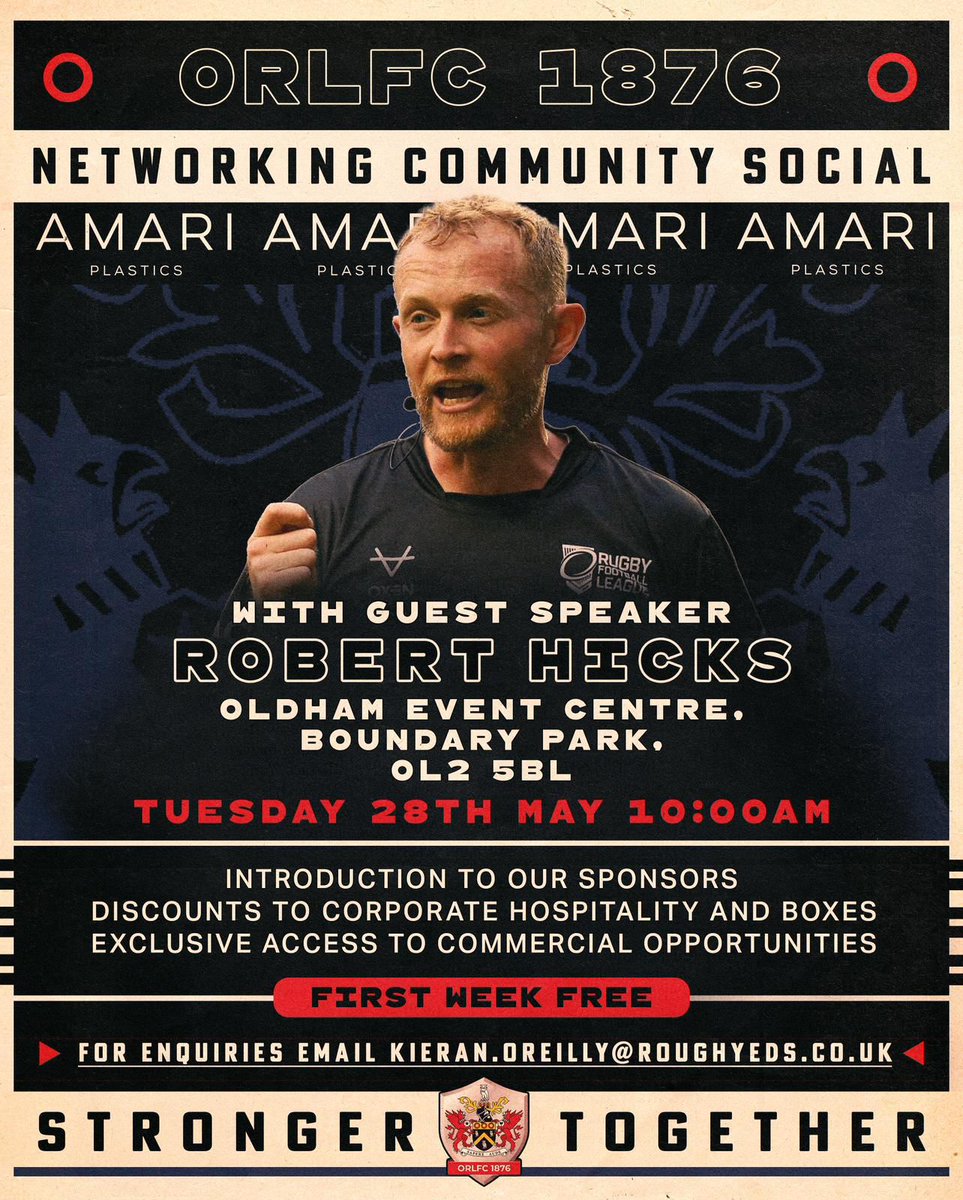 Our popular monthly Networking Community Social returns next Tuesday. Our special guest speaker this month is @Rob_hicks81 🗣️🏉 To get involved email Kieran.oreilly@roughyeds.co.uk