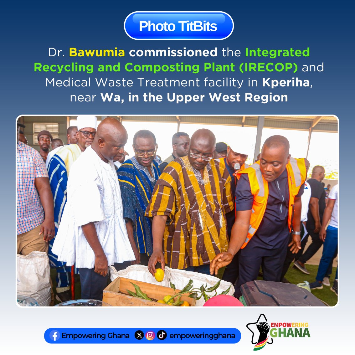 Dr. Bawumia Unveils Revolutionary Recycling and Medical Waste Facility in Upper West Region – A Game Changer for Kperiha

#EmpoweringGhana #Ghana #Bawumia2024 #NationBuilding #NPP #FutureLeadership #Bawumia #BreakingThe8WithBawumia #GhanaNewsAgency 

YOLO | 1 Don | Bongo |
