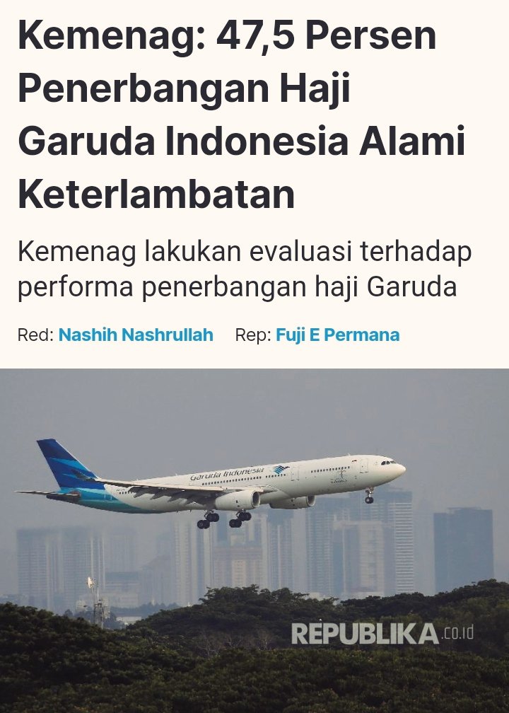 Keterlambatan penerbangan haji pekan pertama oleh maskapai Garuda sangat tinggi, berpotensi menjadikan jemaah semakin kelelahan krn terlalu lama menunggu, selain itu akan berdampak pada penyiapan layanan di Madinah. Ini tidak sejalan dgn visi Garuda perusahaan penerbangan yang