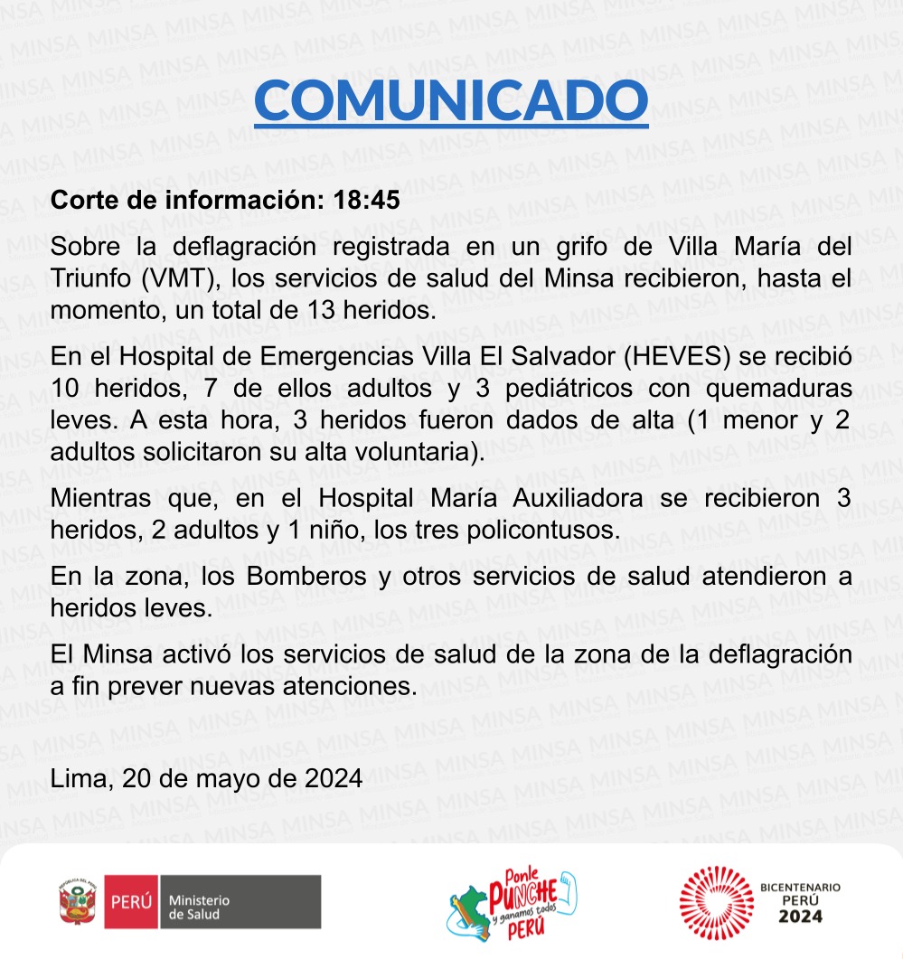 🔴 #COMUNICADO | El Ministerio de Salud informa lo siguiente: