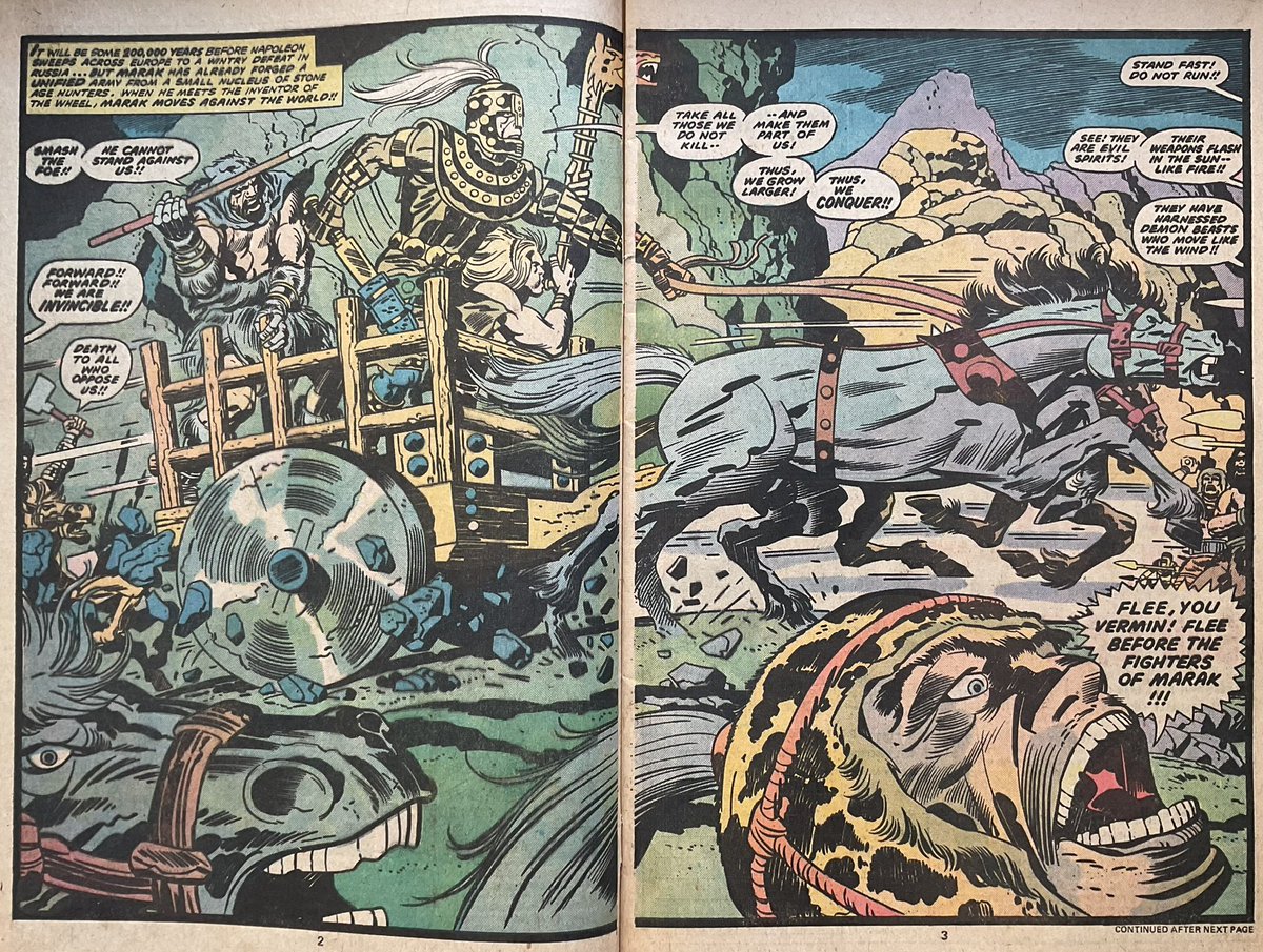 Four double page spreads from Jack Kirby’s 2001: A Space Odyssey with inker/letterer Mike Royer